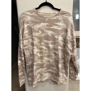 Athleta Camouflage Crewneck Sweatshirt Long Sleeve Pullover Top Women's M